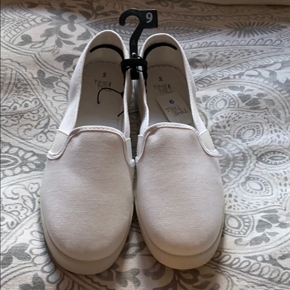 Time and Tru white slip on shoes